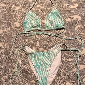 Mint Zebra Print Bikini Set